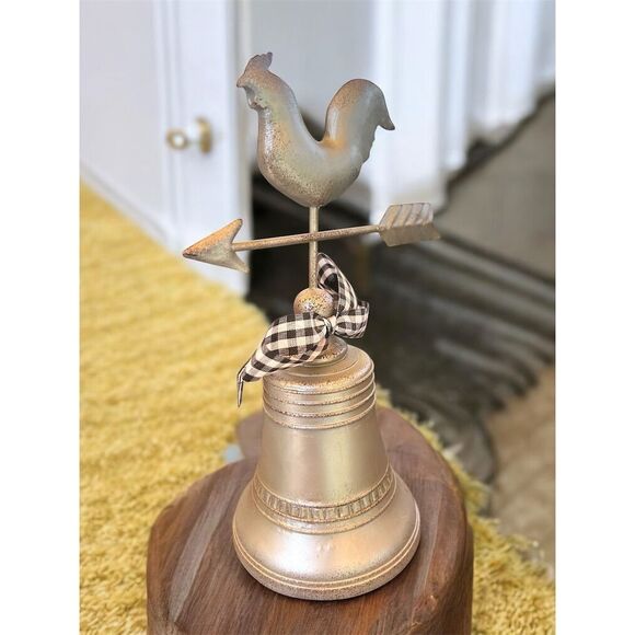 Holiday Home Rooster Weathervane Tabletop Bell Farmhouse Decor Rustic Farmcore - Picture 2 of 7